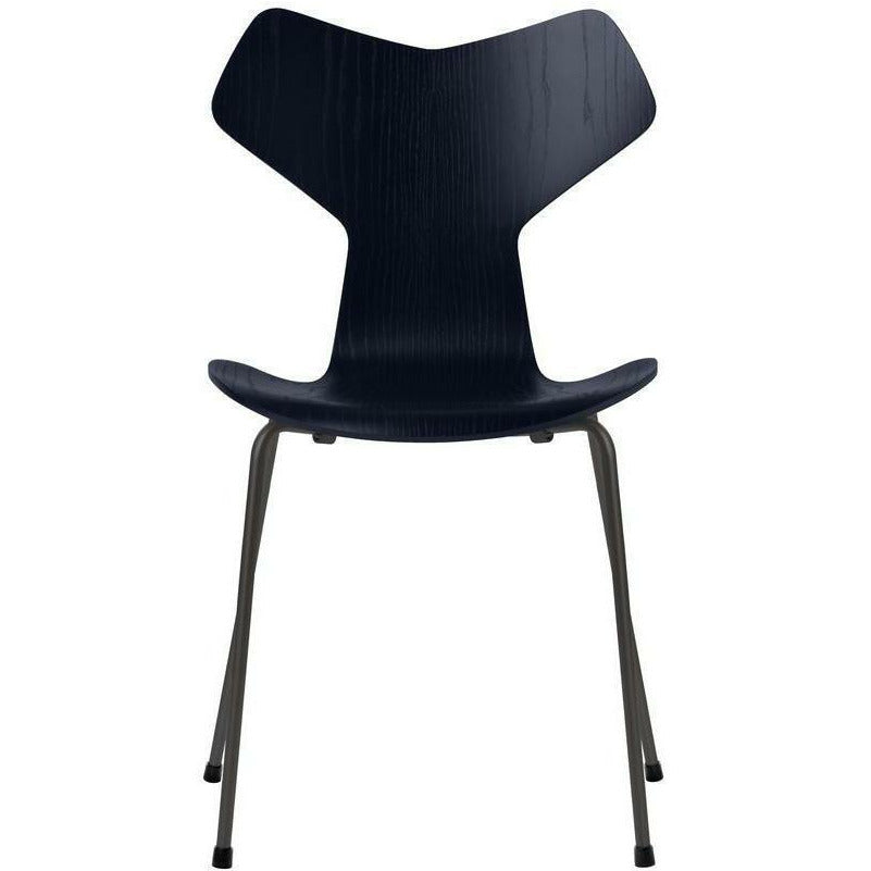 Fritz Hansen Grand Prix Chair Dyed Ash Midnight Blue Bowl, Warm Graphite Base