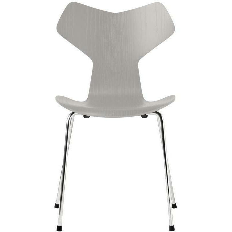 Fritz Hansen Grand Prix Silla teñida de ceniza gris Nine, base de acero cromado