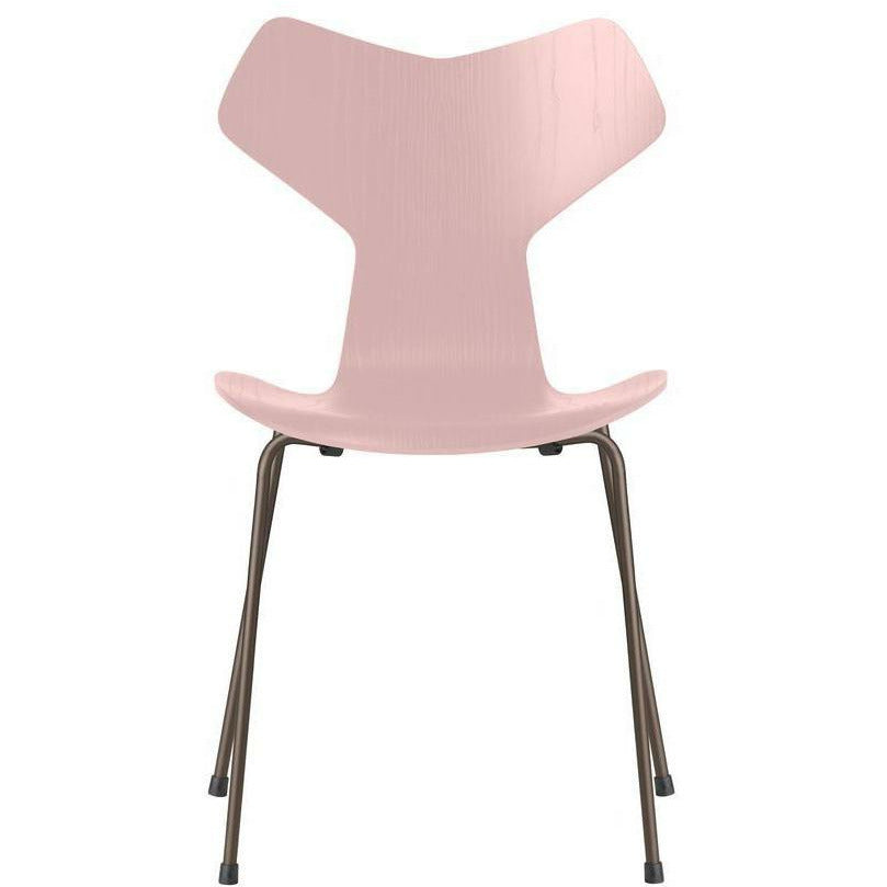 Fritz Hansen Grand Prix sedia tintura di cenere pallida ciotola rosa, base bronzo marrone