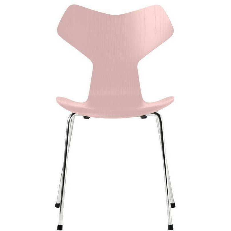 Fritz Hansen Grand Prix sedia tintura di ciotola rosa pallida, base in acciaio cromato