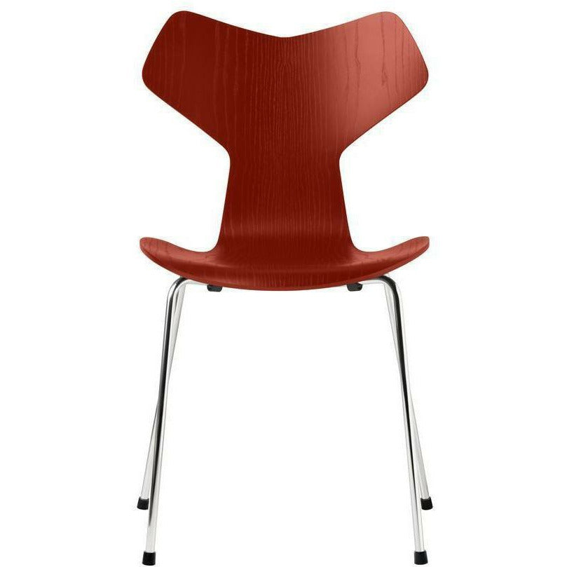 Fritz Hansen Gran Silla de Prix Ash Ceniza Venecia Venecian Red Shell, Base de acero cromado