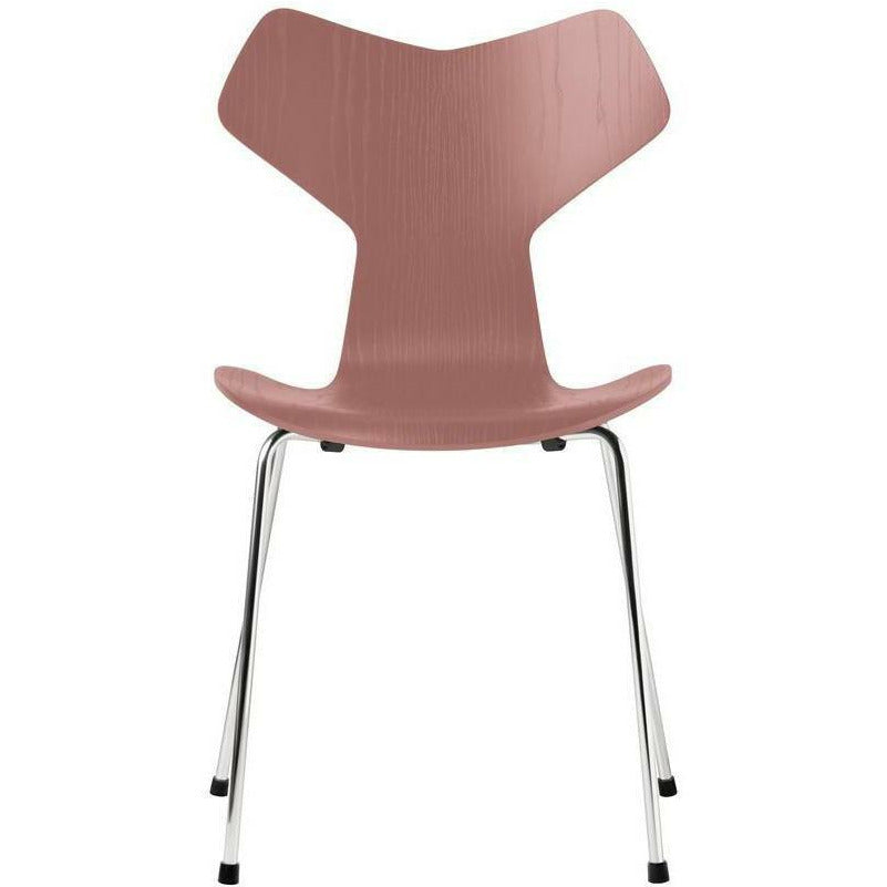 Fritz Hansen Grand Prix stoel geverfd Ash Wild Rose Bowl, verchroomde stalen basis