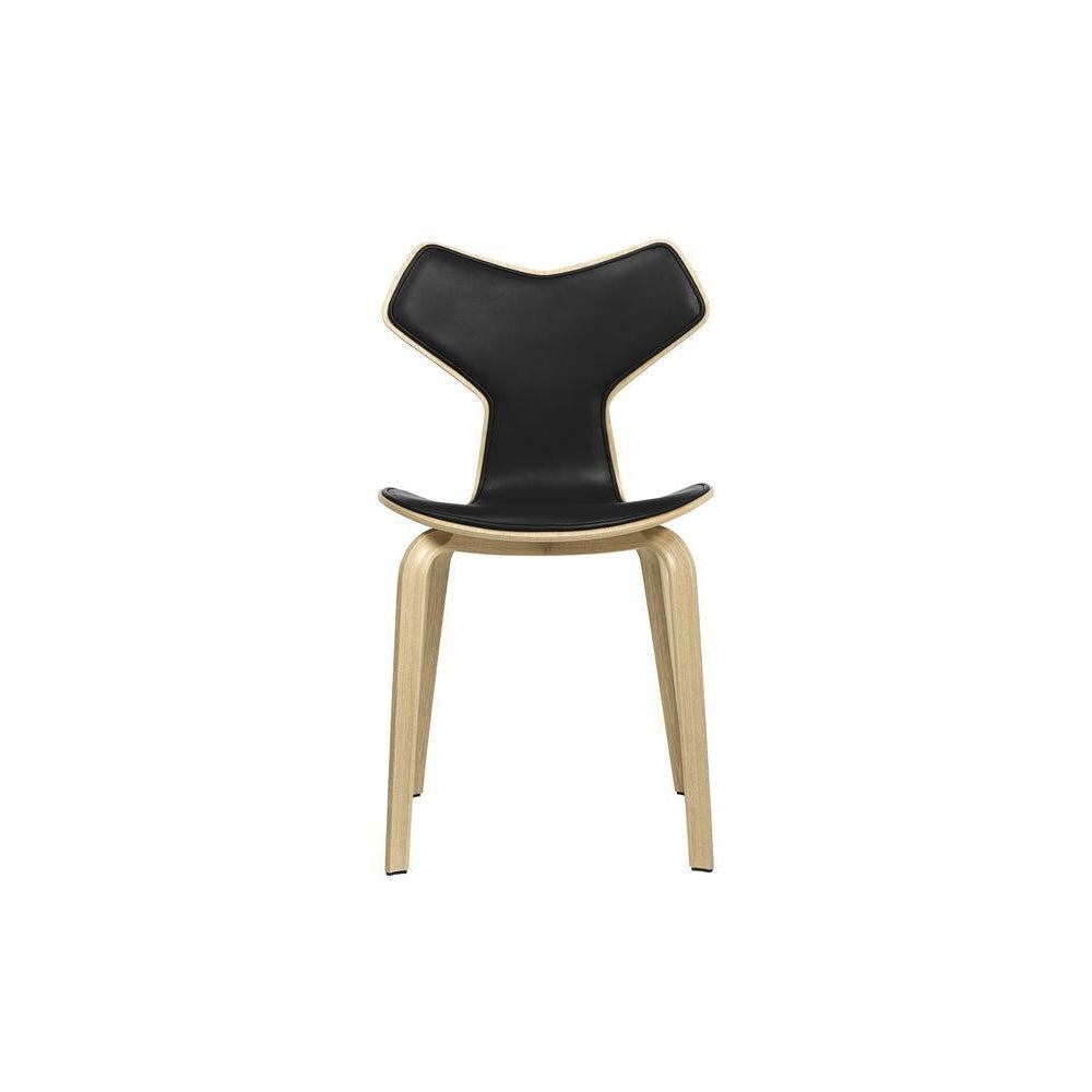 Fritz Hansen Grand Prix Chair Front polstring skinn, essensiell svart