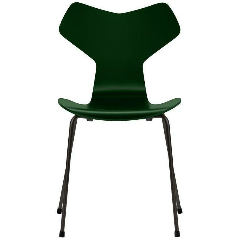 Fritz Hansen Grand Prix Stuhl Lackierte Schale Evergreen, Untergestell Schwarz