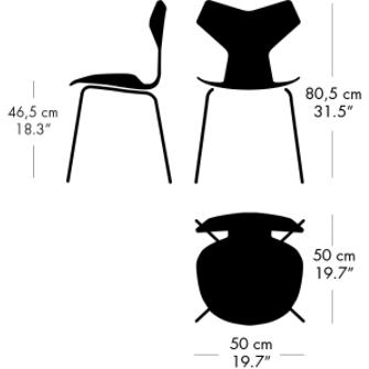 Fritz Hansen Grand Prix Stuhl Lackierte olivgrüne Schale, schwarzes Untergestell