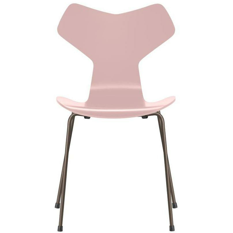 Fritz Hansen Grand Prix Chair Lacquered Pale Rose Bowl, Brown Bronze Base