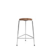 Fritz Hansen High Dot Counter taburet 3 ben, klarlakeret finer valnød/krom base