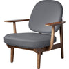  Jh97 Fred Lounge Chair Dark Stained Oak Light Grey