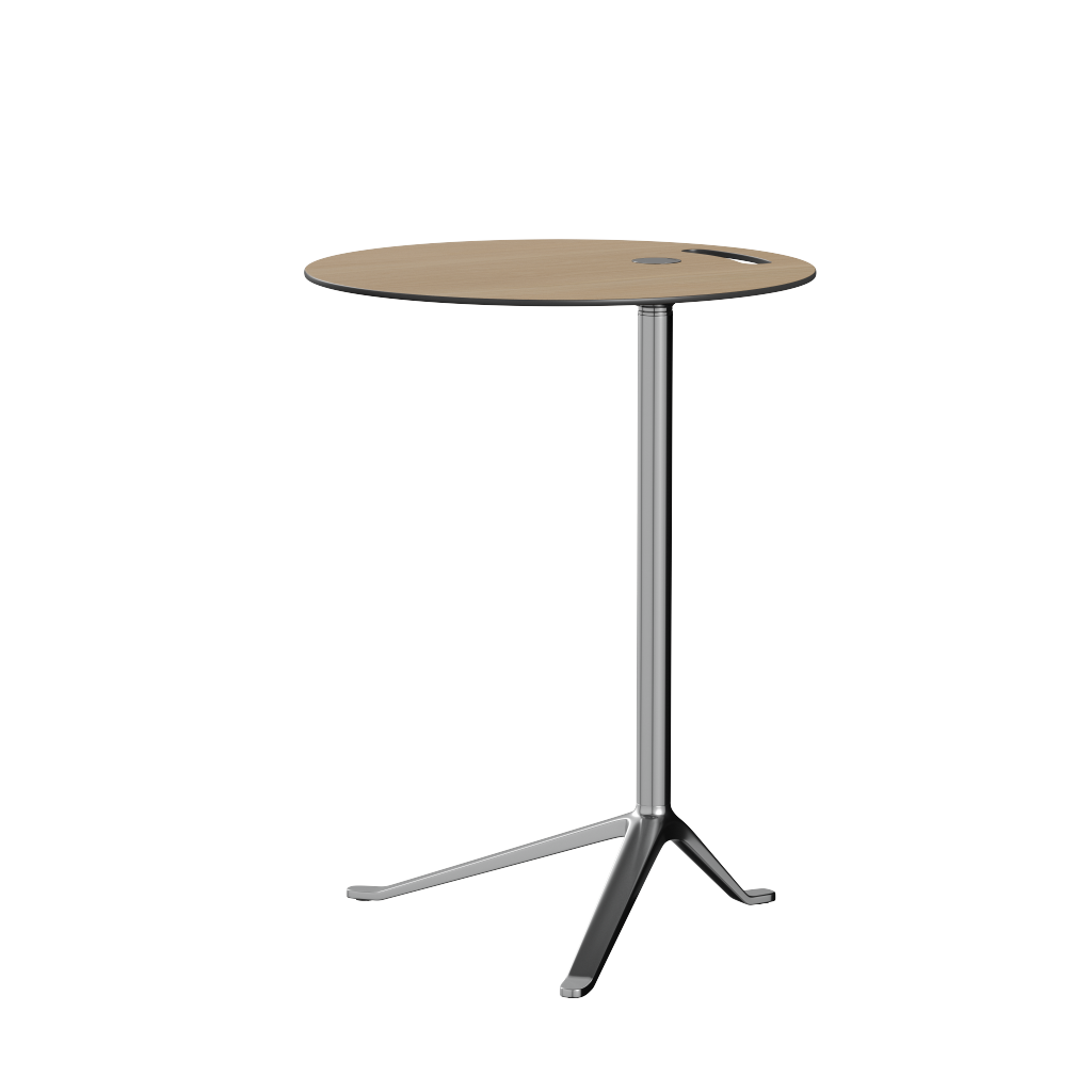 Fritz Hansen Ks12 Little Friend Table, Polished Aluminium/Oak Laminate