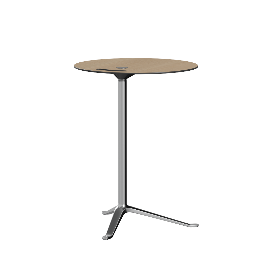 Fritz Hansen Ks12 Little Friend Table, Polished Aluminium/Oak Laminate