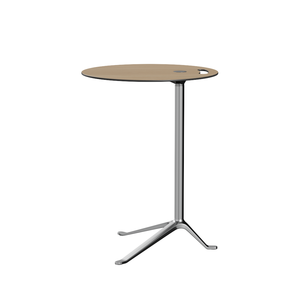 Fritz Hansen KS12 kleiner Freund Tisch, poliertes Aluminium/Eichenlaminat