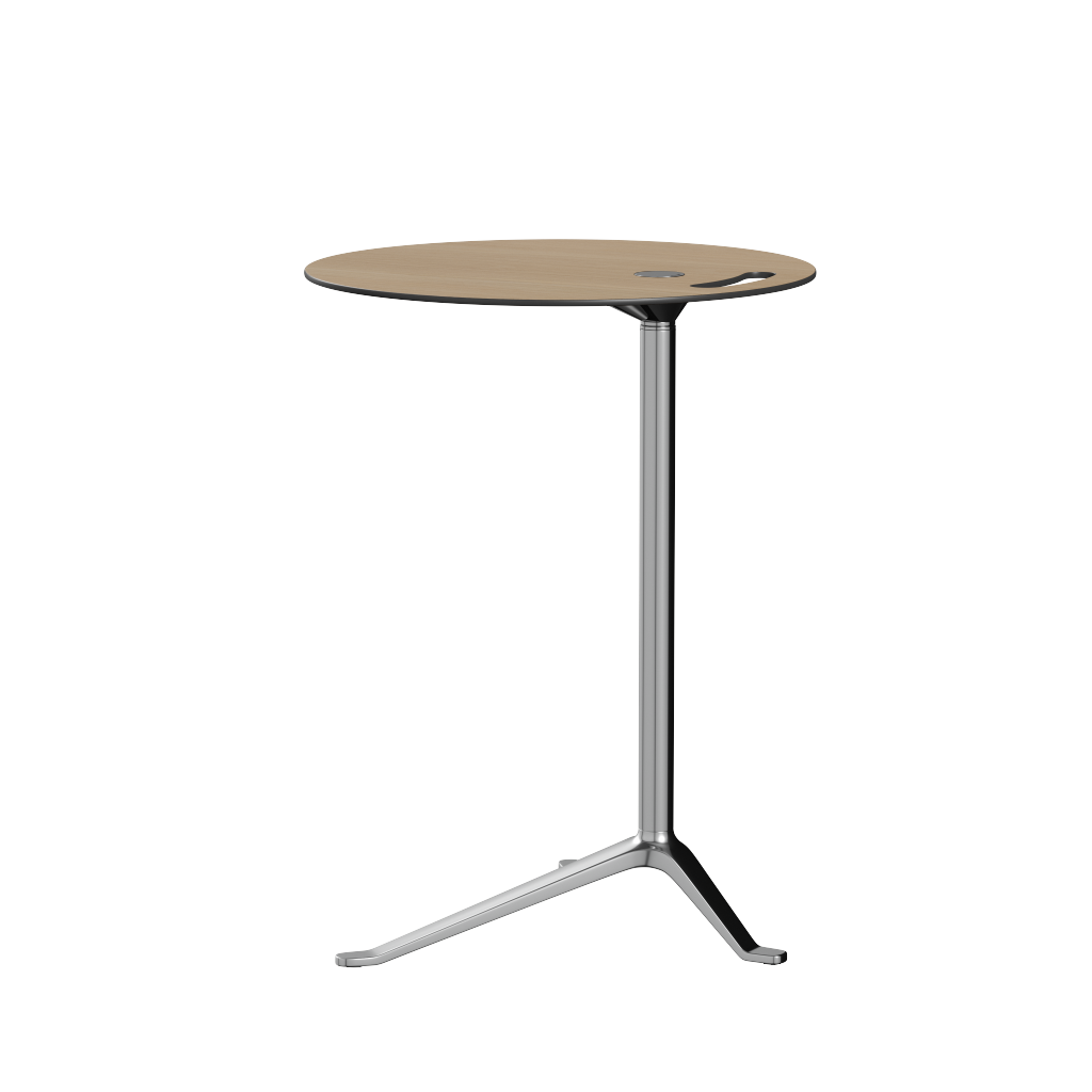 Fritz Hansen KS12 kleiner Freund Tisch, poliertes Aluminium/Eichenlaminat