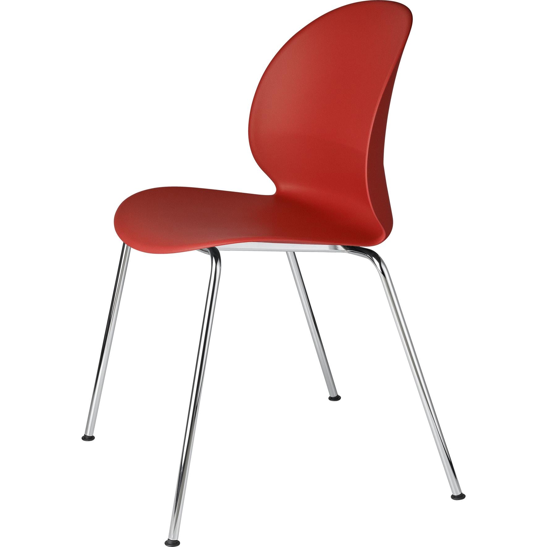 Fritz Hansen N02 Silla de reciclaje de acero cromado 4 patas, rojo