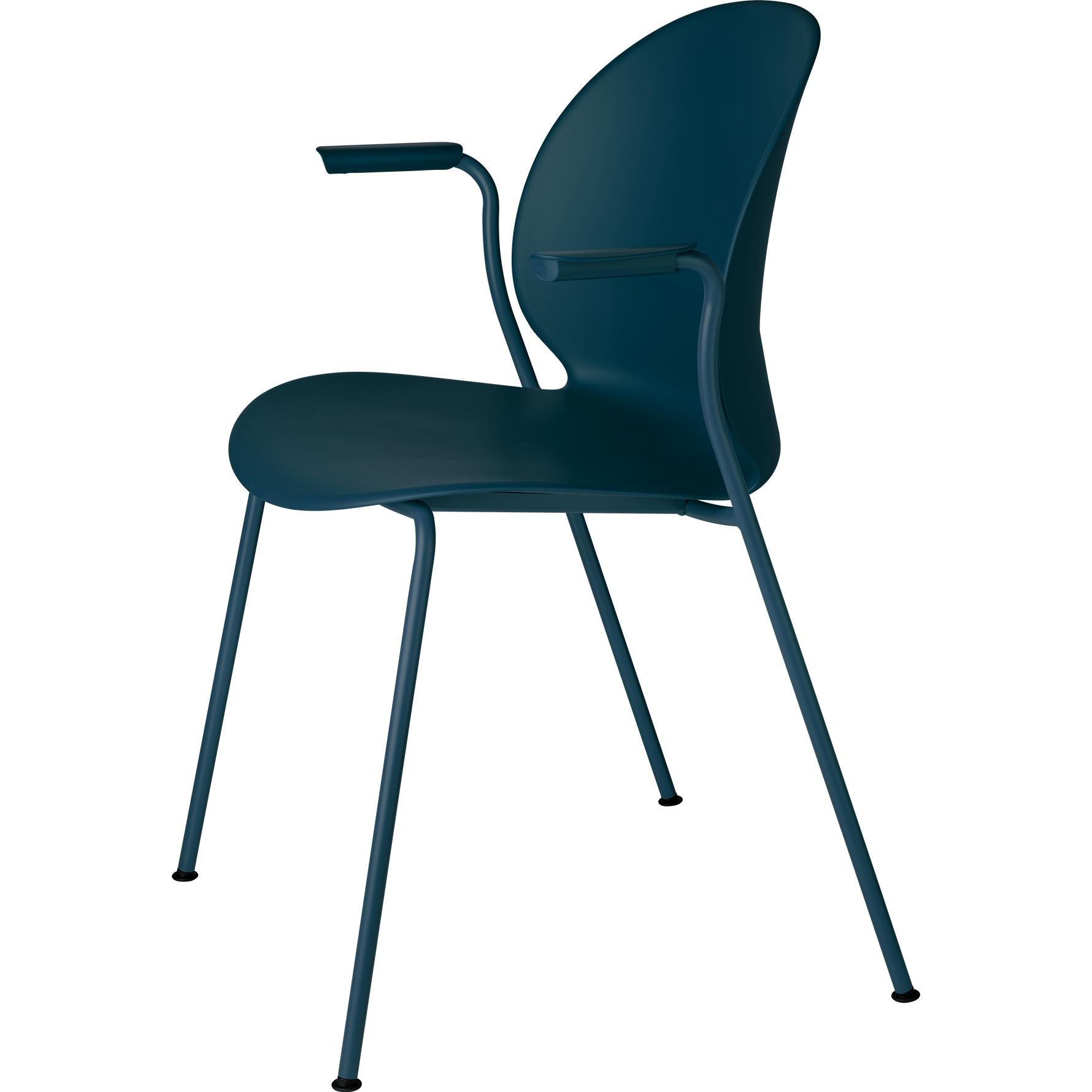 Fritz Hansen N02 Recycle Stuhl mit Armlehne Monochrom mit 4 Beinen, Dunkelblau