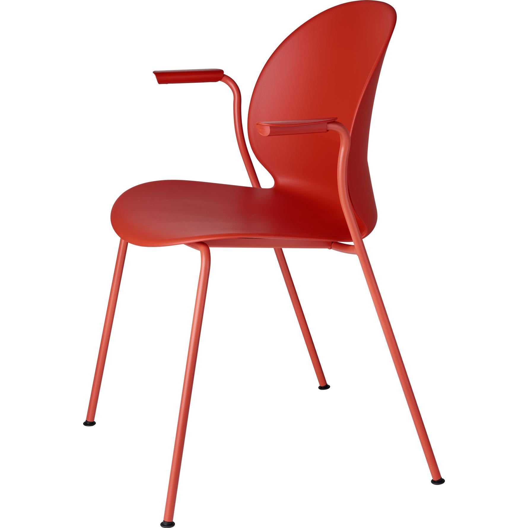 Silla de reciclaje Fritz Hansen N02 con monocromo de reposabrazos 4 patas, rojo