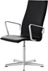 Fritz Hansen Oxford Classic Swivel Armchair Leather Middle Backrest, Soft Black