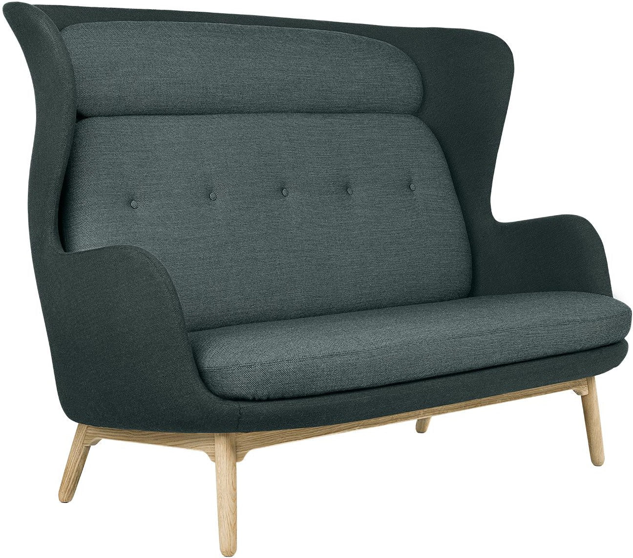 Fritz Hansen Ro sofa houten benen, fiord groen