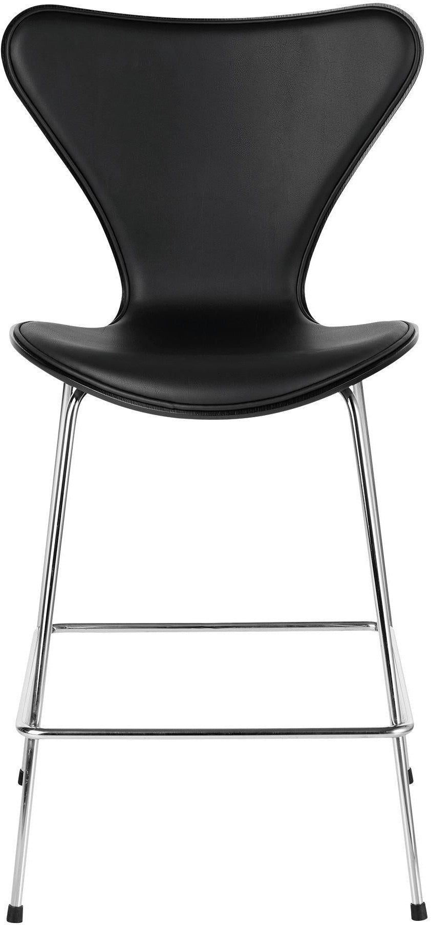 Fritz Hansen Serie 7 Barstuhl Frontpolsterung Leder 64 Cm, Schwarz