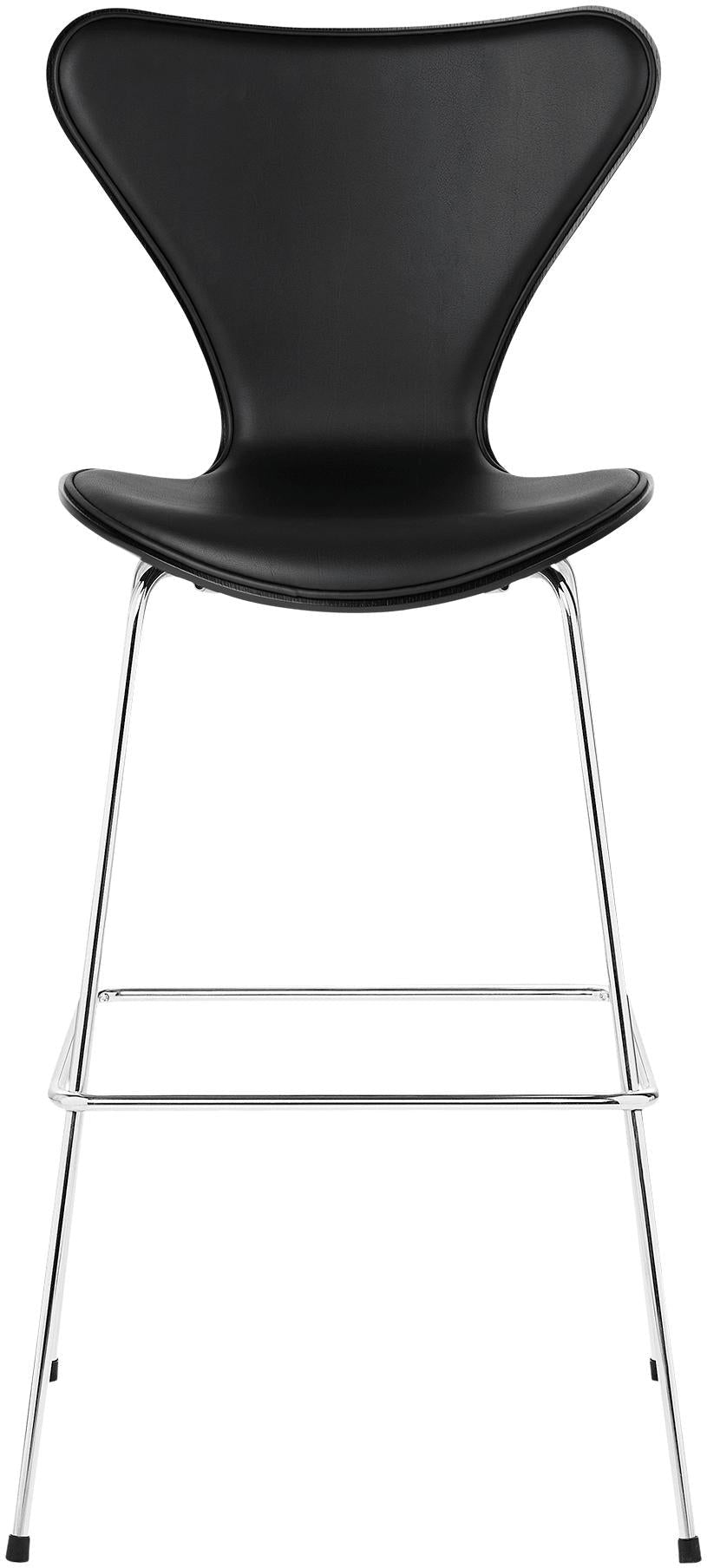 Fritz Hansen Série 7 Bar Chaise avant en cuir en cuir 76 cm, noir de base