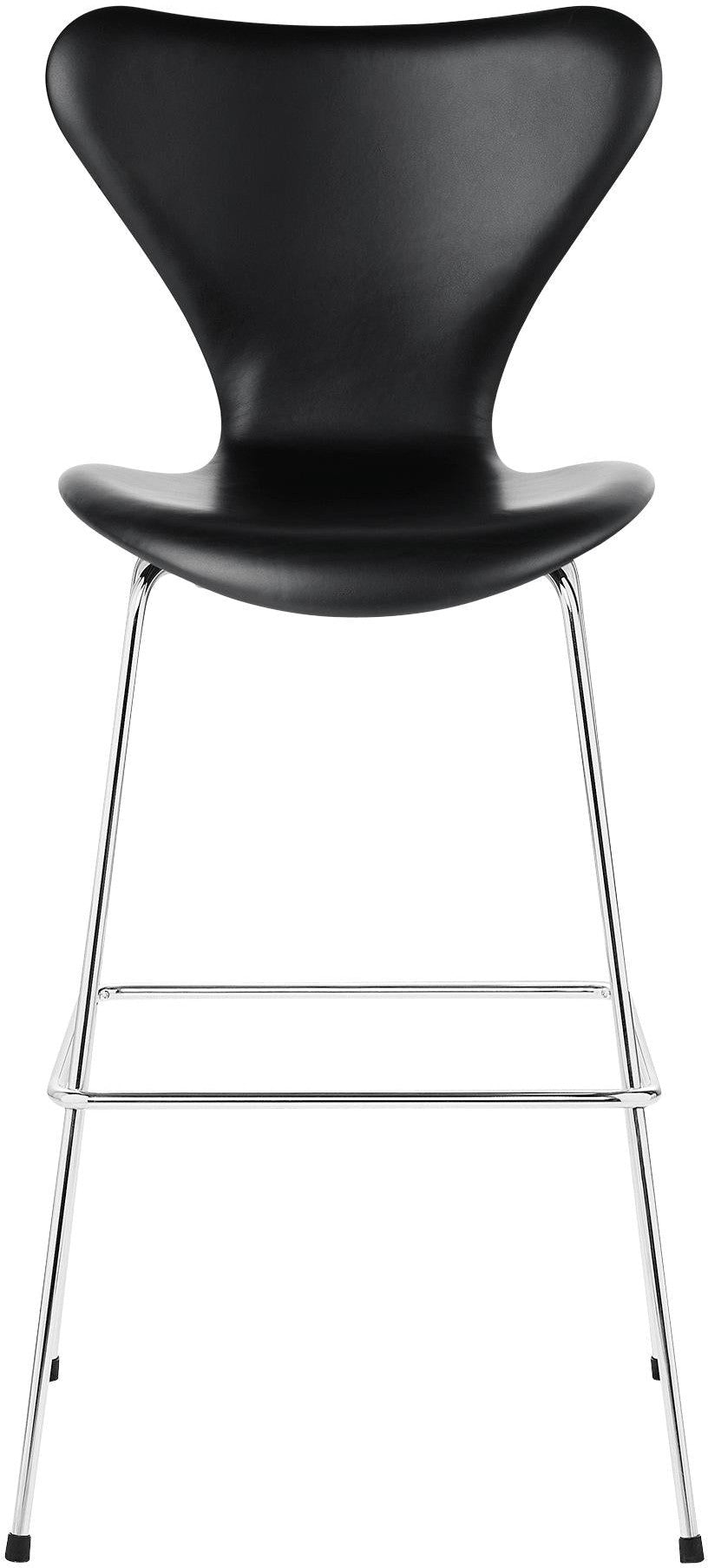 Fritz Hansen Serie 7 bar stól Fullt áklæði leður 76 cm, Basic Black