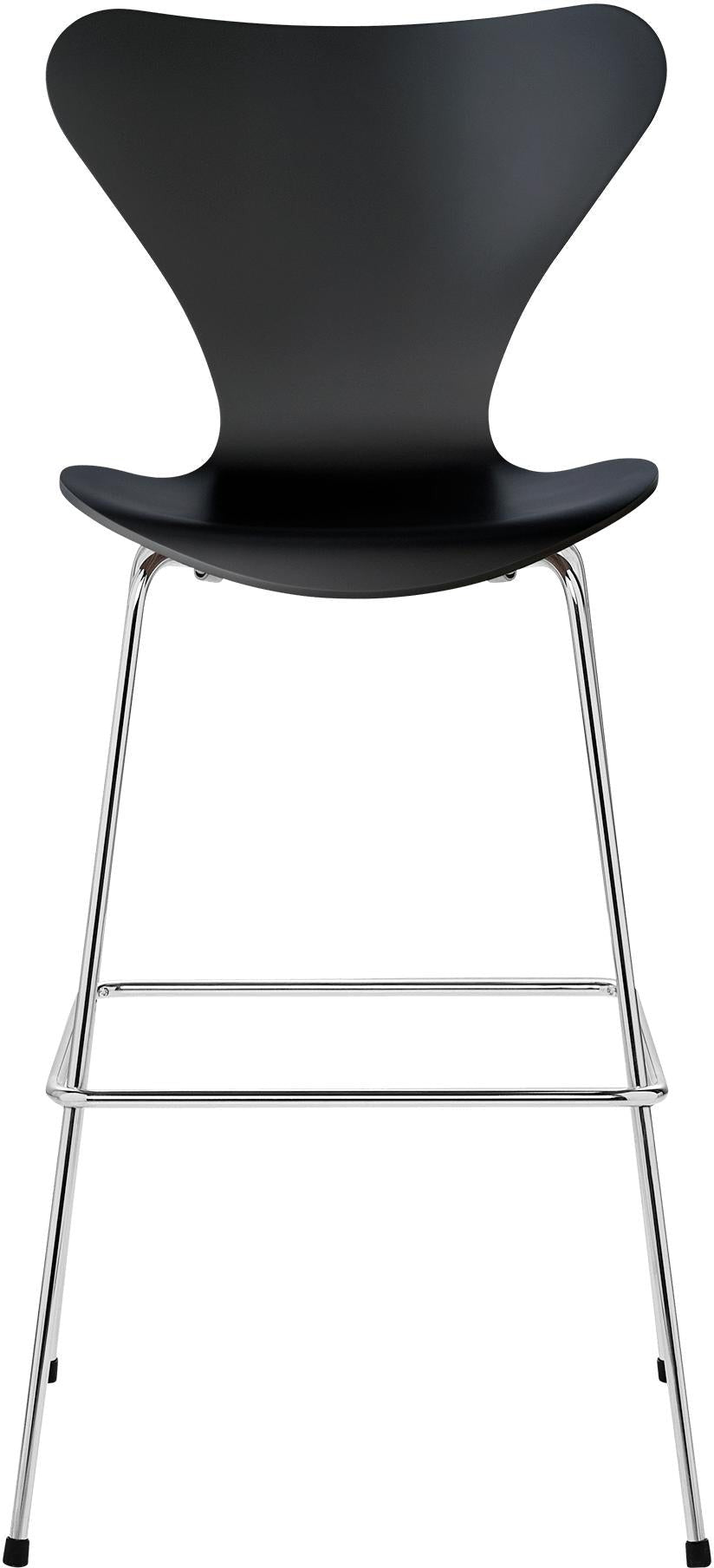 Fritz Hansen Serie 7 bar stoel volledig gelakt 76 cm, zwart