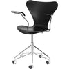 Fritz Hansen Serie 7 Drehsessel Frontpolsterung Leder, Soft Black