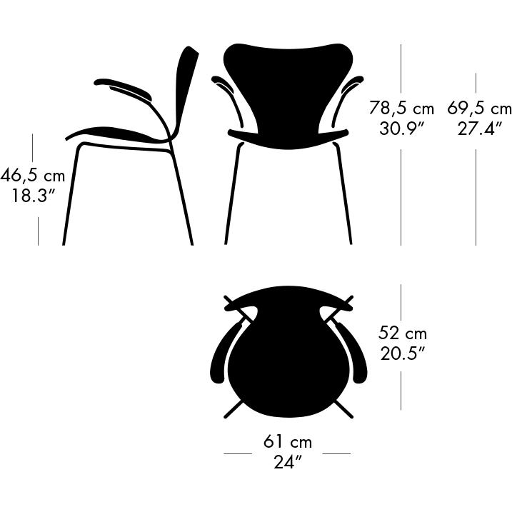 Fritz Hansen Serie 7 fauteuil met armleuning Volledig bekleding leer essentieel, zwart