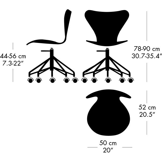 Fritz Hansen Series 7椅子旋转椅完整的内饰皮革必不可少的黑色