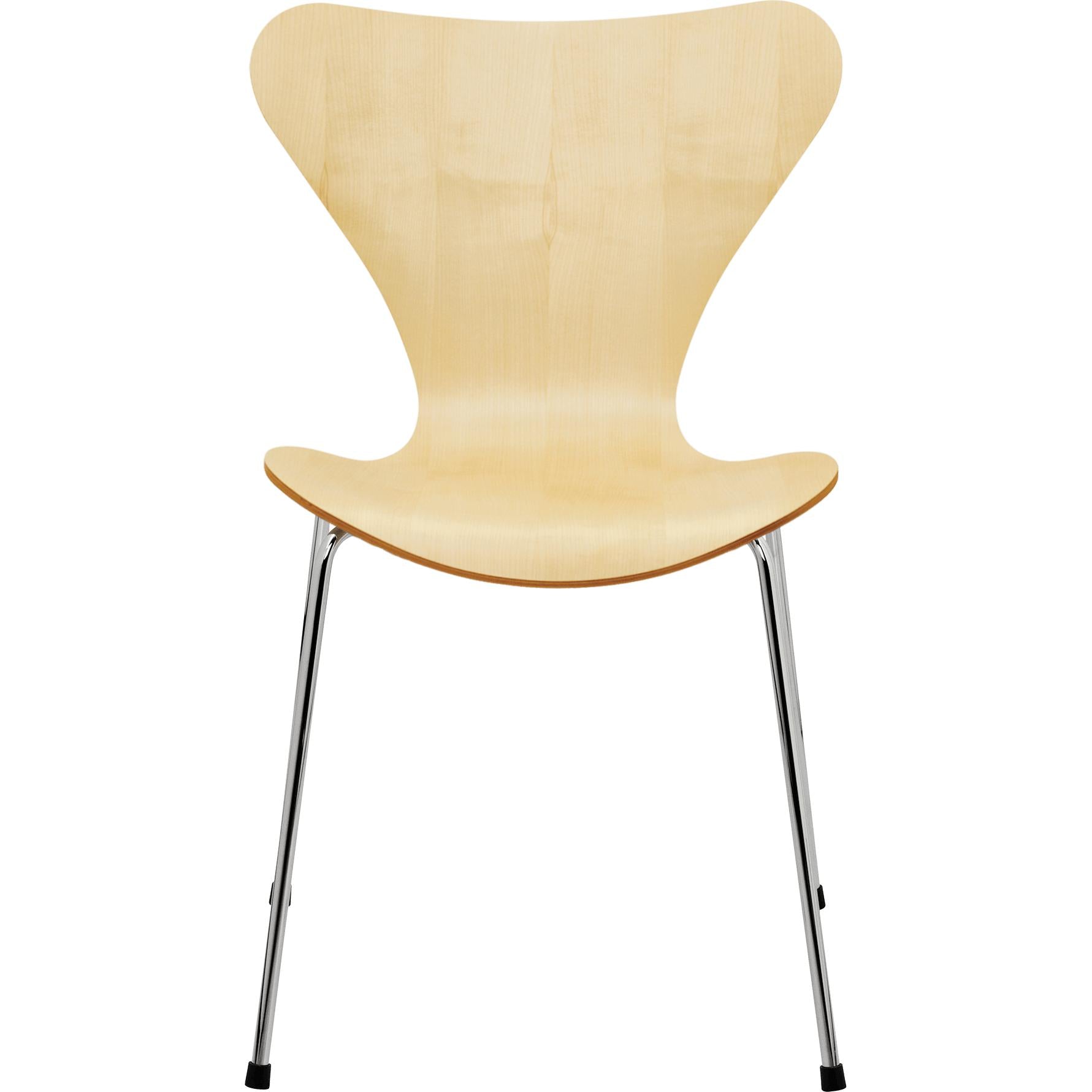 Fritz Hansen Series 7 Stol Veneer Maple Shell, Chromed Steel Base