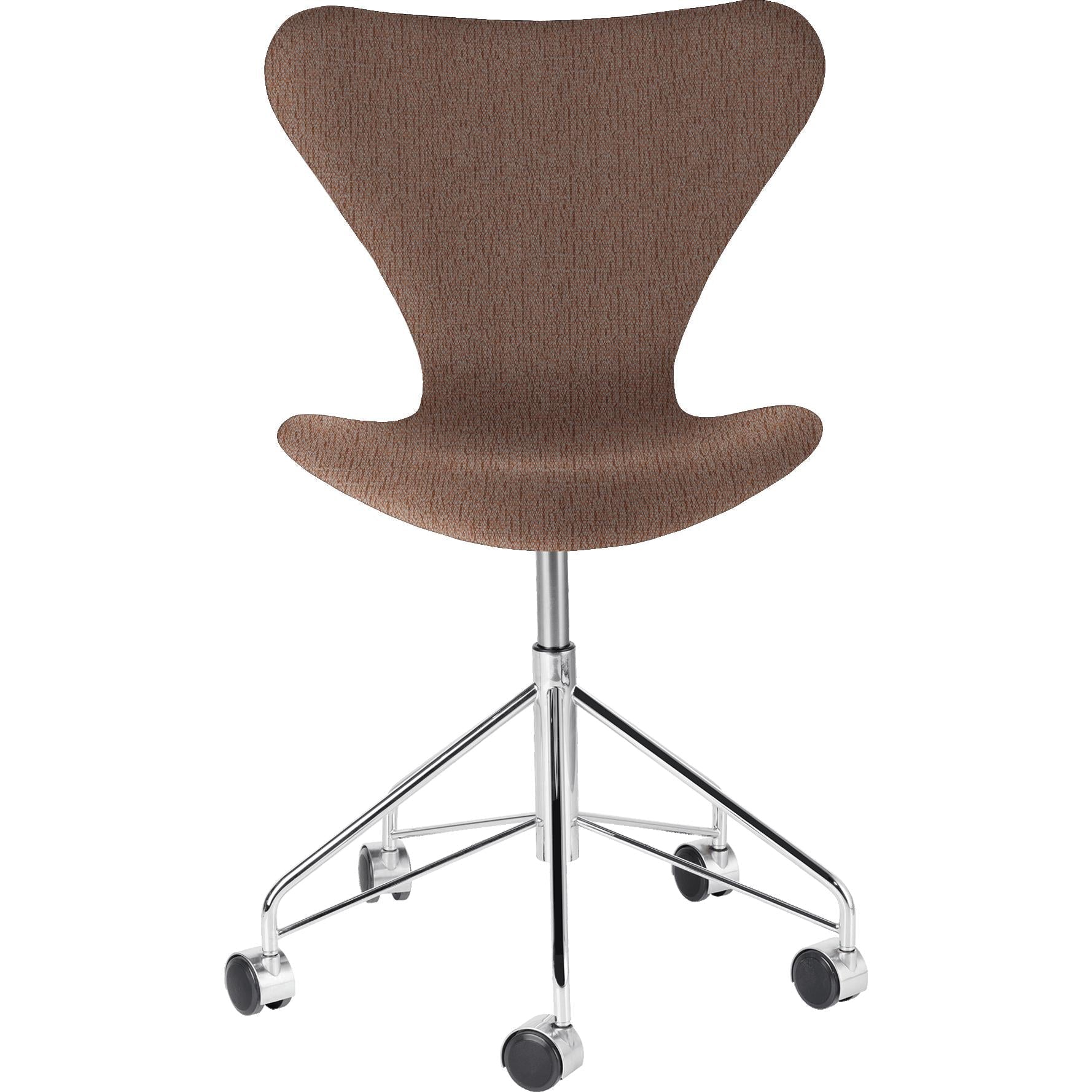 Fritz Hansen Series 7 Silla giratoria Tapicería Fabrica Christianshavn, beige/naranja