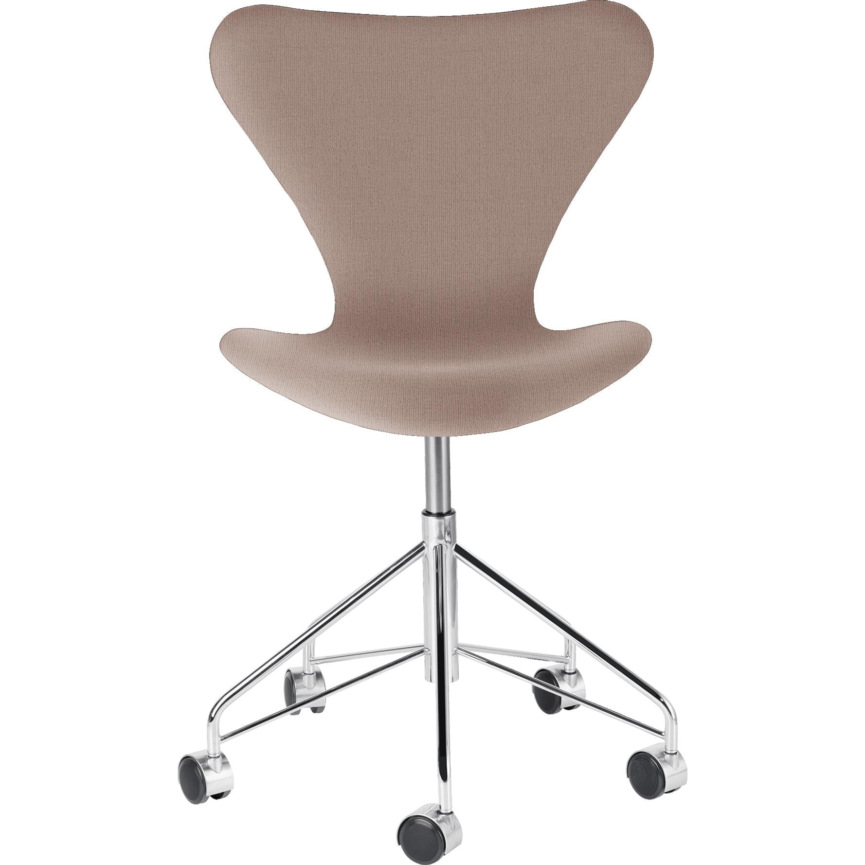 Fritz Hansen Series 7 Sedia girevole Tessuto pieno di tappezzeria Christianshavn, Uni rossa leggera