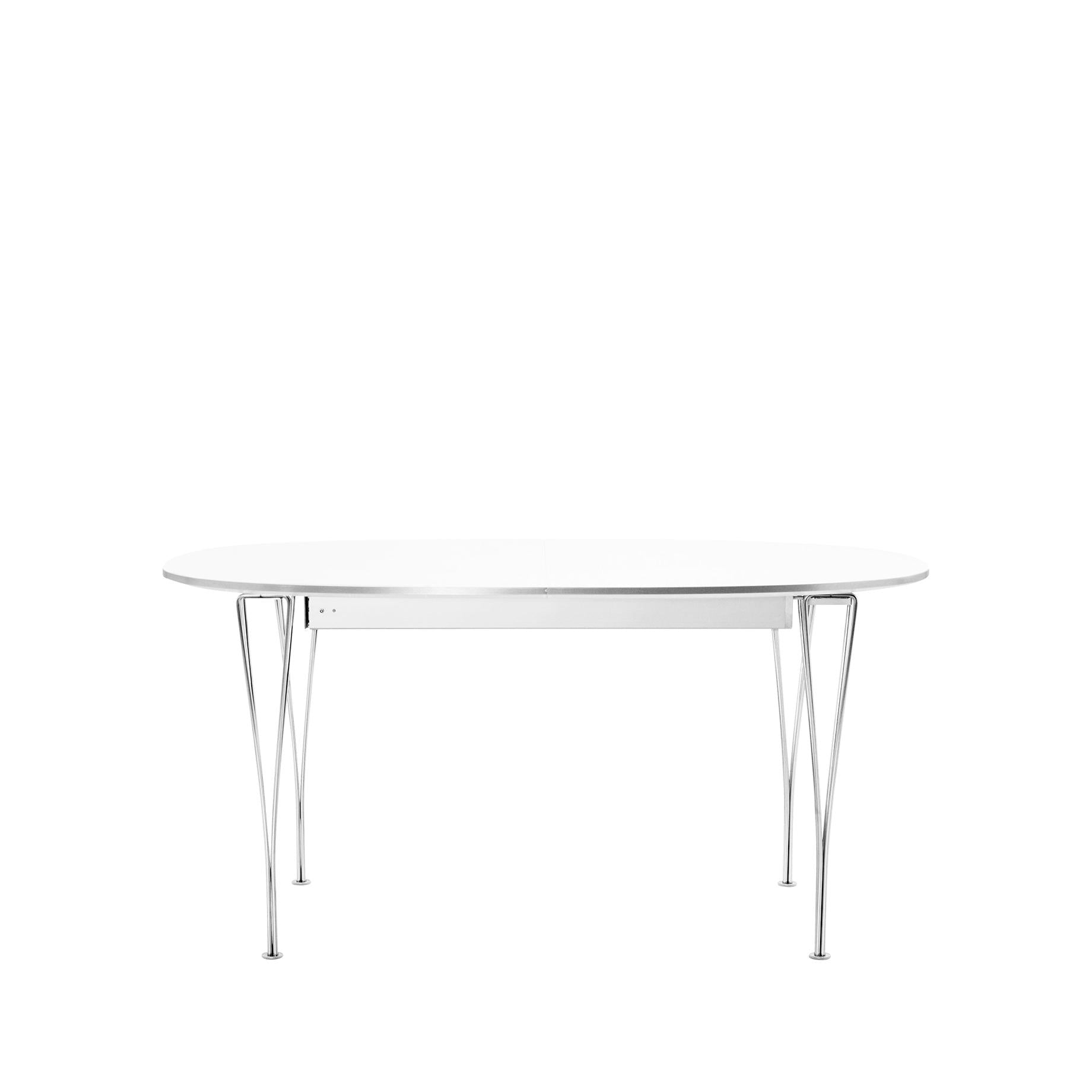 Fritz Hansen Super Ellipse Ausziehtisch Chrom 100 X170/270 Cm, Laminat weiß