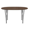 Fritz Hansen Superellipse Dining Table Black/Walnut Veneer With Walnut Table Edge, 135x90 Cm