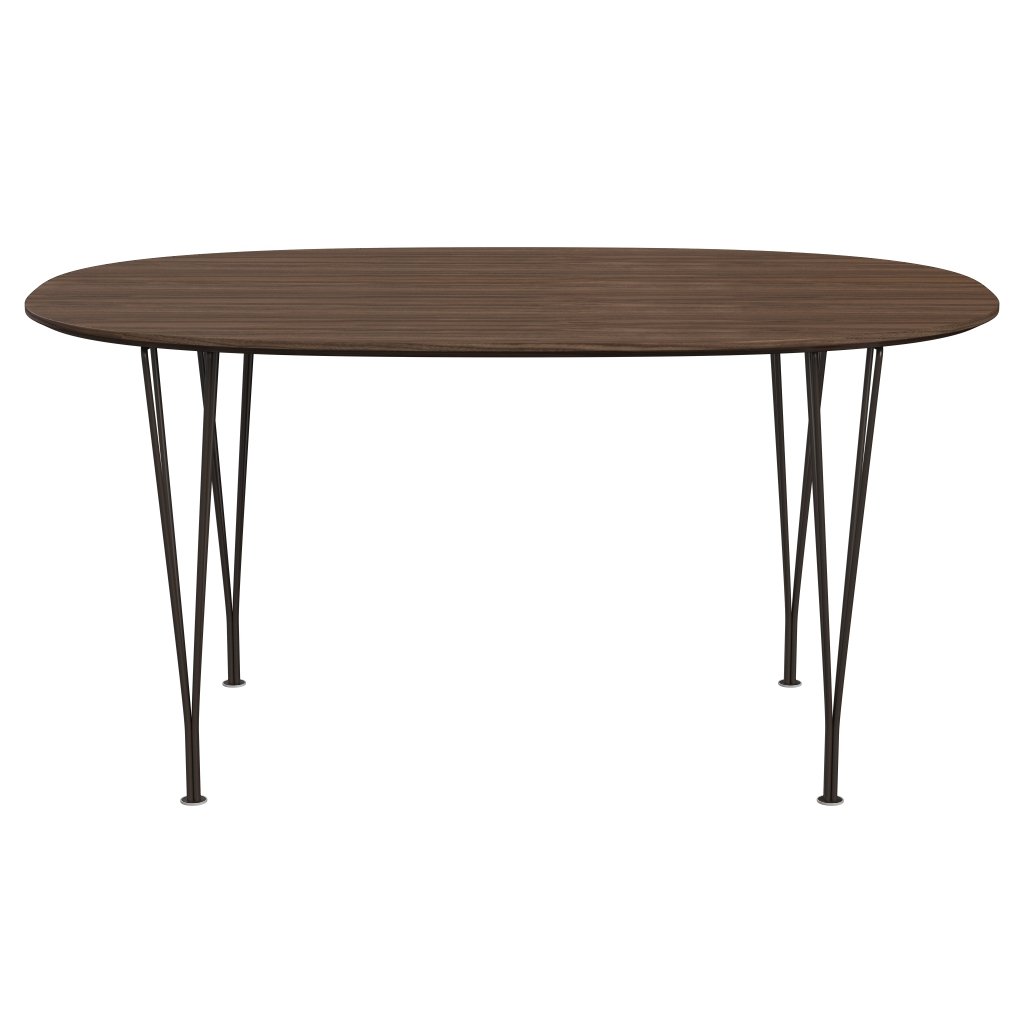 [product_category]-Fritz Hansen Superellipse Dining Table Brown Bronze/Walnut Veneer With Walnut Table Edge, 150x100 Cm-Fritz Hansen-B612-WAL001-WAL001-DBPC-FRI-1