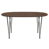 Fritz Hansen Superellipse Esstisch Braun Bronze/Walnuss Furnier mit Walnuss Tischkante, 150x100 Cm