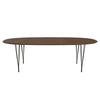 Fritz Hansen Superellipse Esstisch Braun Bronze/Walnuss Furnier mit Walnuss Tischkante, 240x120 Cm