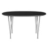 Fritz Hansen Superellipse eettafel grijs poeder gecoate/zwarte fenix laminaten, 135x90 cm