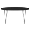 Fritz Hansen Superellipse eettafel grijs poeder gecoate/zwarte fenix laminaten, 150x100 cm