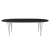 Fritz Hansen Superellipse eettafel grijs poeder gecoate/zwarte fenix laminaten, 240x120 cm