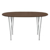 Fritz Hansen Superellipse Esstisch Nine Grau/Walnuss Furnier mit Walnuss Tischkante, 135x90 Cm