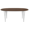 Fritz Hansen Superellipse Esstisch Nine Grau/Walnuss Furnier mit Walnuss Tischkante, 180x120 Cm