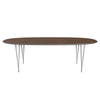 Fritz Hansen Superellipse eettafel zilvergrijs/walnootfineer, 240x120 cm