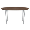 Fritz Hansen Table à manger Superellipse Silver Grey / Nut Nut Water Table Table Edge, 135x90 cm