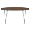 Fritz Hansen Superellipse Esstisch Silbergrau/Walnuss Furnier mit Walnuss Tischkante, 150x100 Cm