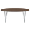 Fritz Hansen Superellipse Esstisch Silbergrau/Walnuss Furnier mit Walnuss Tischkante, 180x120 Cm