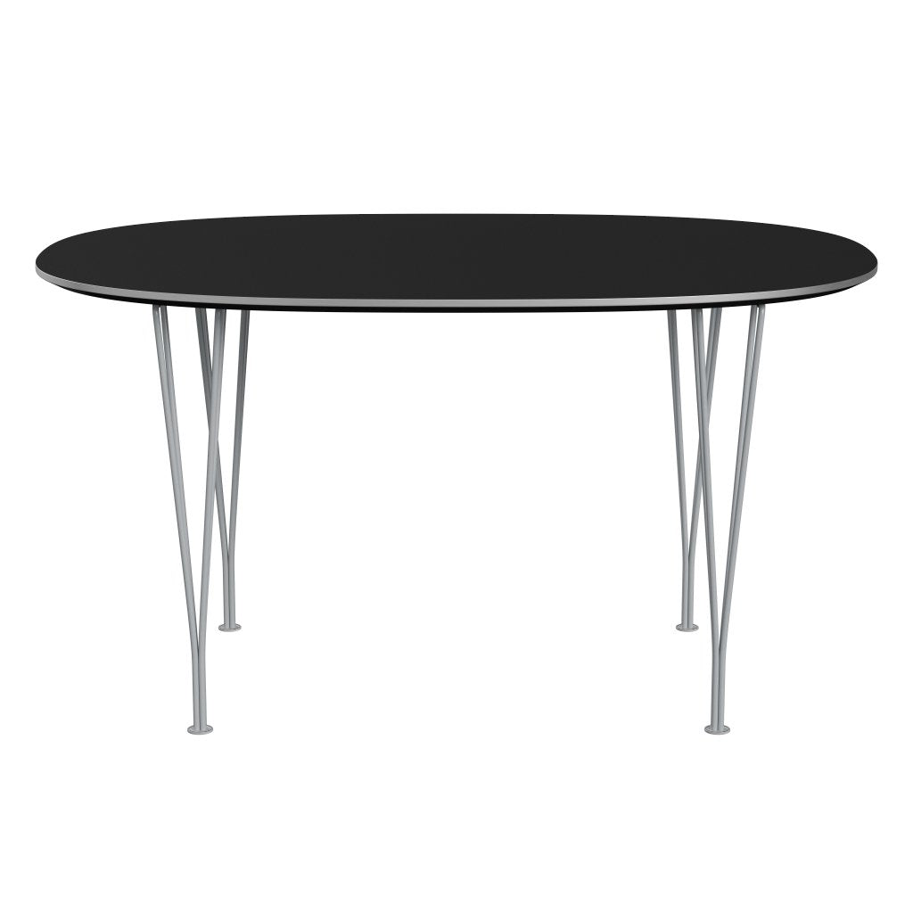 [product_category]-Fritz Hansen Superellipse Dining Table Silvergrey/Black Fenix Laminates, 135x90 Cm-Fritz Hansen-B611-FXBLL-SPAL-SIGREY-FRI-1