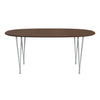 Fritz Hansen Superellipse Esstisch Silbergrau/Walnuss Furnier mit Walnuss Tischkante, 170x100 Cm