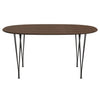 Fritz Hansen Superellipse Esstisch Warm Graphit/Walnuss Furnier mit Walnuss Tischkante, 150x100 Cm