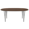 Fritz Hansen Superellipse Esstisch Warm Graphit/Walnuss Furnier mit Walnuss Tischkante, 180x120 Cm