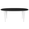 Fritz Hansen Superellipse spisebord hvidt/sort fenix -laminater, 180x120 cm